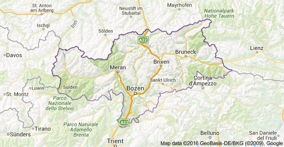 Südtirol Karte Regionen